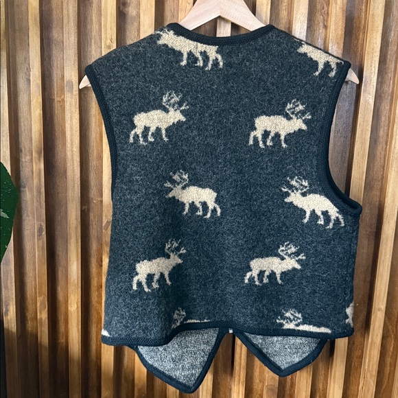 Vintage Lisa International 100% Boiled Wool Zip Front Sweater Vest. L - Picture 3 of 8